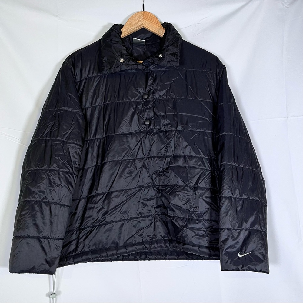 Vintage Y2K Nike Women’s S Button Down‎ Puffer Jacket Adjustable Waist Black